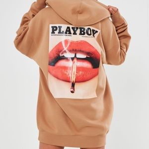 playboy x missguided oversized hoodie dress